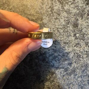 Gold Stainless Steel 'Forever' Ring